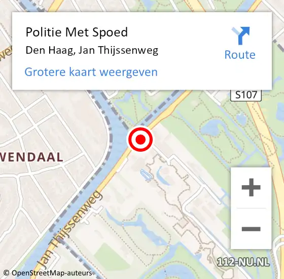 Locatie op kaart van de 112 melding: Politie Met Spoed Naar Den Haag, Jan Thijssenweg op 22 oktober 2022 10:49