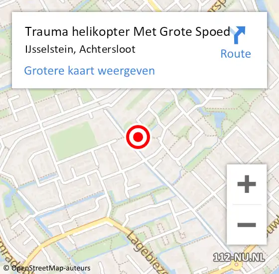 Locatie op kaart van de 112 melding: Trauma helikopter Met Grote Spoed Naar IJsselstein, Achtersloot op 22 oktober 2022 10:51