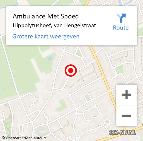 Locatie op kaart van de 112 melding: Ambulance Met Spoed Naar Hippolytushoef, van Hengelstraat op 22 oktober 2022 11:03