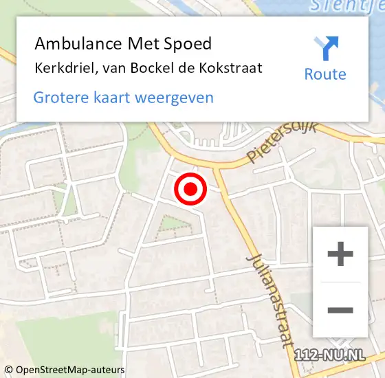 Locatie op kaart van de 112 melding: Ambulance Met Spoed Naar Kerkdriel, van Bockel de Kokstraat op 22 oktober 2022 11:22