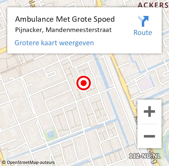 Locatie op kaart van de 112 melding: Ambulance Met Grote Spoed Naar Pijnacker, Mandenmeesterstraat op 22 oktober 2022 11:33