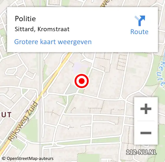 Locatie op kaart van de 112 melding: Politie Sittard, Kromstraat op 22 oktober 2022 11:57