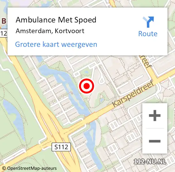 Locatie op kaart van de 112 melding: Ambulance Met Spoed Naar Amsterdam-Zuidoost, Kortvoort op 22 oktober 2022 12:04