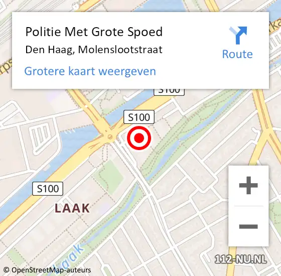 Locatie op kaart van de 112 melding: Politie Met Grote Spoed Naar Den Haag, Molenslootstraat op 22 oktober 2022 12:04