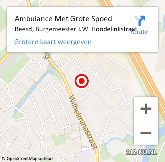 Locatie op kaart van de 112 melding: Ambulance Met Grote Spoed Naar Beesd, Burgemeester J.W. Hondelinkstraat op 22 oktober 2022 12:05