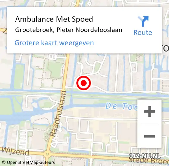 Locatie op kaart van de 112 melding: Ambulance Met Spoed Naar Grootebroek, Pieter Noordelooslaan op 22 oktober 2022 12:16