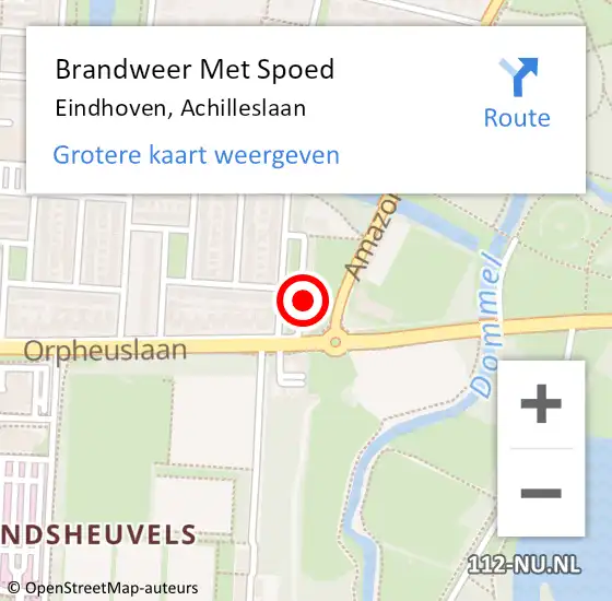 Locatie op kaart van de 112 melding: Brandweer Met Spoed Naar Eindhoven, Achilleslaan op 22 oktober 2022 12:19