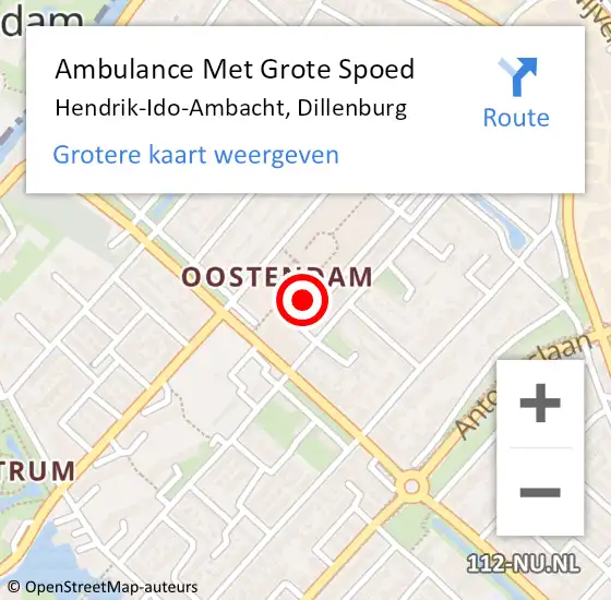 Locatie op kaart van de 112 melding: Ambulance Met Grote Spoed Naar Hendrik-Ido-Ambacht, Dillenburg op 22 oktober 2022 12:33