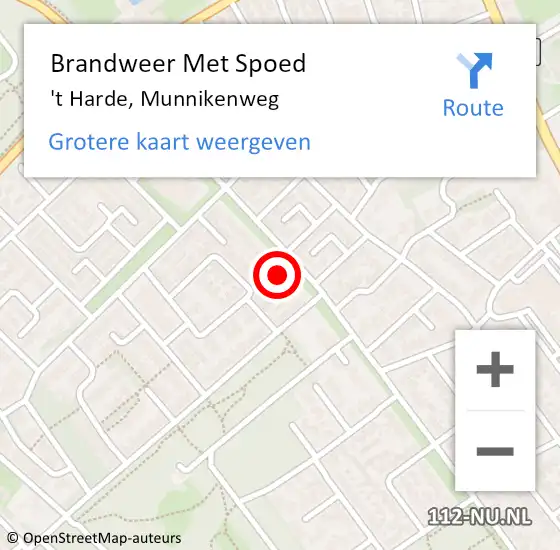 Locatie op kaart van de 112 melding: Brandweer Met Spoed Naar 't Harde, Munnikenweg op 22 oktober 2022 12:58