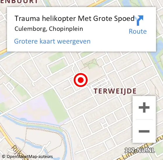 Locatie op kaart van de 112 melding: Trauma helikopter Met Grote Spoed Naar Culemborg, Chopinplein op 22 oktober 2022 13:03