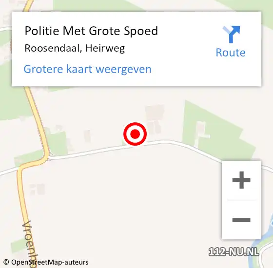 Locatie op kaart van de 112 melding: Politie Met Grote Spoed Naar Roosendaal, Heirweg op 22 oktober 2022 13:11