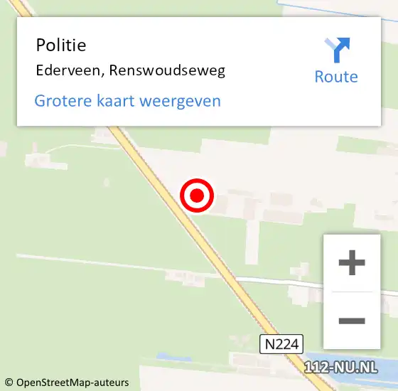 Locatie op kaart van de 112 melding: Politie Ederveen, Renswoudseweg op 22 oktober 2022 13:49