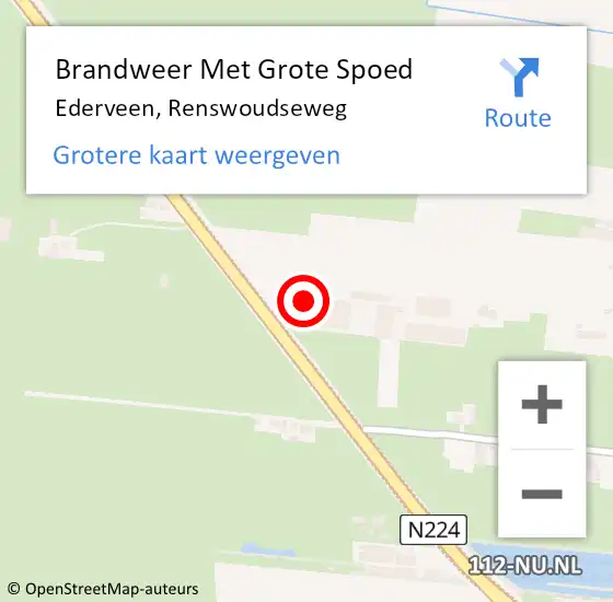Locatie op kaart van de 112 melding: Brandweer Met Grote Spoed Naar Ederveen, Renswoudseweg op 22 oktober 2022 13:49