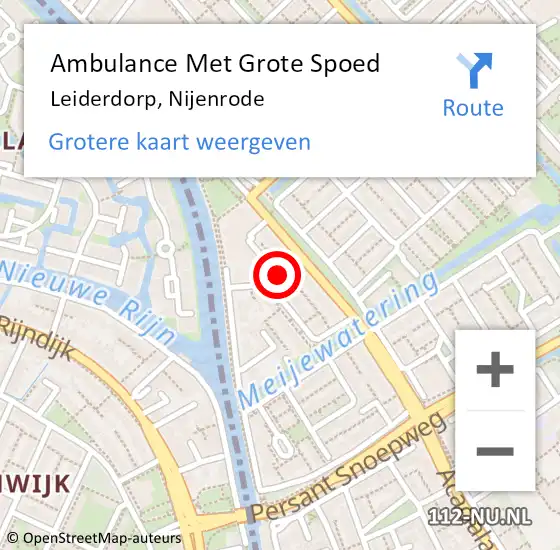 Locatie op kaart van de 112 melding: Ambulance Met Grote Spoed Naar Leiderdorp, Nijenrode op 22 oktober 2022 13:56
