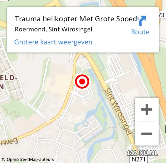 Locatie op kaart van de 112 melding: Trauma helikopter Met Grote Spoed Naar Roermond, Sint Wirosingel op 22 oktober 2022 13:59