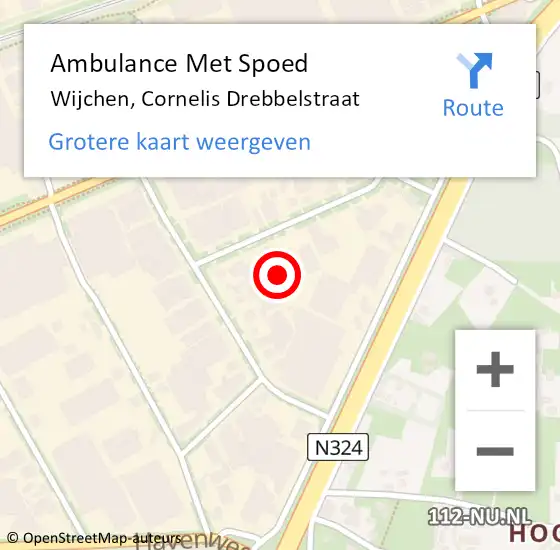 Locatie op kaart van de 112 melding: Ambulance Met Spoed Naar Wijchen, Cornelis Drebbelstraat op 22 oktober 2022 14:04