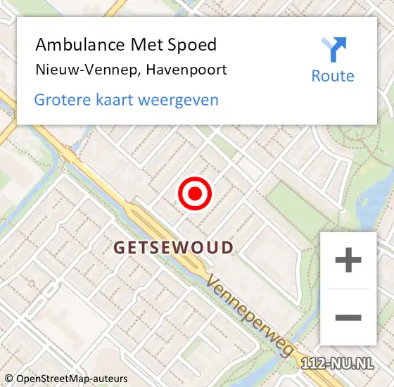 Locatie op kaart van de 112 melding: Ambulance Met Spoed Naar Nieuw-Vennep, Havenpoort op 22 oktober 2022 14:10