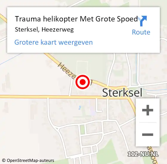Locatie op kaart van de 112 melding: Trauma helikopter Met Grote Spoed Naar Sterksel, Heezerweg op 22 oktober 2022 14:32
