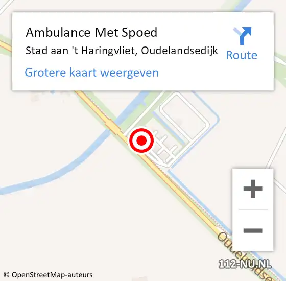 Locatie op kaart van de 112 melding: Ambulance Met Spoed Naar Stad aan 't Haringvliet, Oudelandsedijk op 22 oktober 2022 14:37