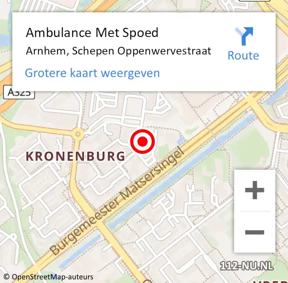 Locatie op kaart van de 112 melding: Ambulance Met Spoed Naar Arnhem, Schepen Oppenwervestraat op 22 oktober 2022 14:52