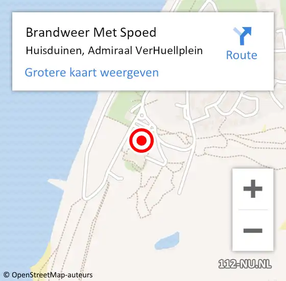 Locatie op kaart van de 112 melding: Brandweer Met Spoed Naar Huisduinen, Admiraal VerHuellplein op 22 oktober 2022 15:01