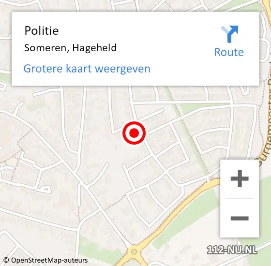 Locatie op kaart van de 112 melding: Politie Someren, Hageheld op 22 oktober 2022 15:04