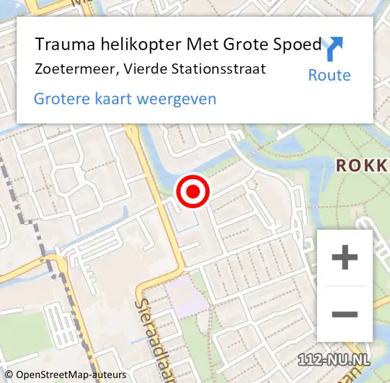 Locatie op kaart van de 112 melding: Trauma helikopter Met Grote Spoed Naar Zoetermeer, Vierde Stationsstraat op 22 oktober 2022 15:28