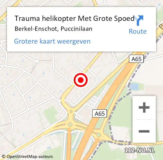 Locatie op kaart van de 112 melding: Trauma helikopter Met Grote Spoed Naar Berkel-Enschot, Puccinilaan op 22 oktober 2022 15:34