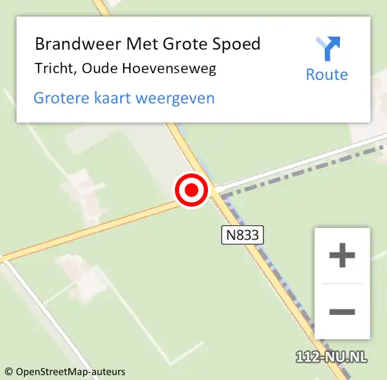 Locatie op kaart van de 112 melding: Brandweer Met Grote Spoed Naar Tricht, Oude Hoevenseweg op 22 oktober 2022 15:44