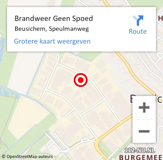 Locatie op kaart van de 112 melding: Brandweer Geen Spoed Naar Beusichem, Speulmanweg op 22 oktober 2022 16:15