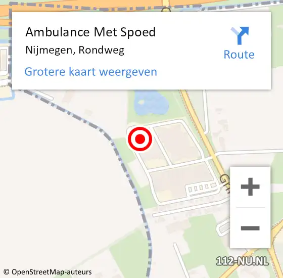 Locatie op kaart van de 112 melding: Ambulance Met Spoed Naar Nijmegen, Rondweg op 22 oktober 2022 16:25