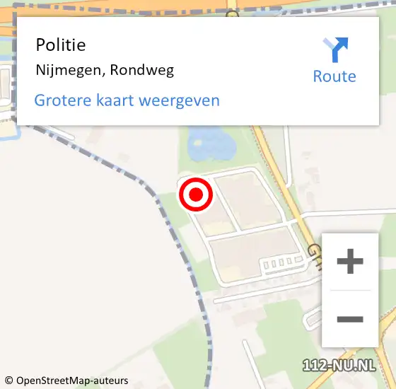 Locatie op kaart van de 112 melding: Politie Nijmegen, Rondweg op 22 oktober 2022 16:33