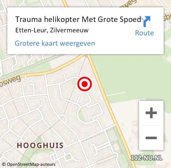 Locatie op kaart van de 112 melding: Trauma helikopter Met Grote Spoed Naar Etten-Leur, Zilvermeeuw op 22 oktober 2022 16:46