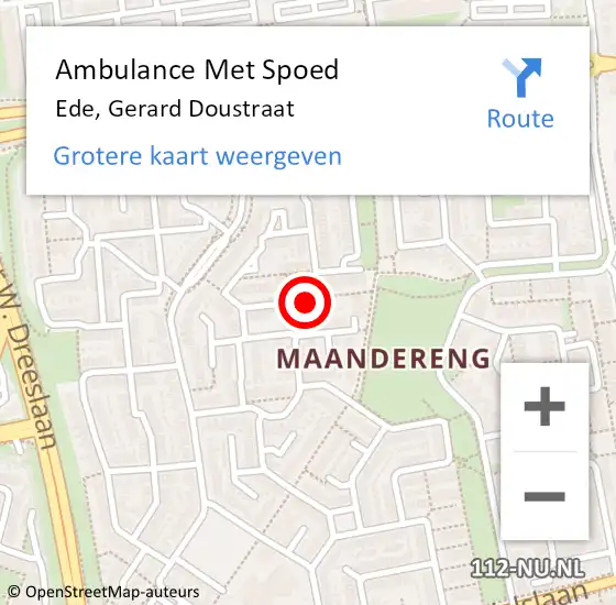 Locatie op kaart van de 112 melding: Ambulance Met Spoed Naar Ede, Gerard Doustraat op 22 oktober 2022 16:48