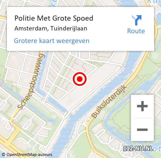 Locatie op kaart van de 112 melding: Politie Met Grote Spoed Naar Amsterdam, Tuinderijlaan op 22 oktober 2022 17:00