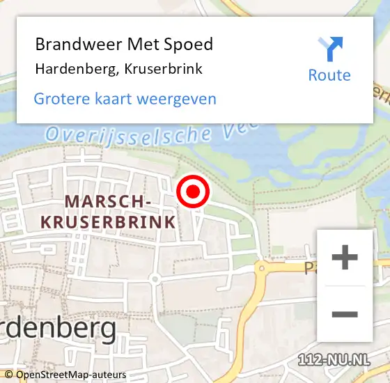 Locatie op kaart van de 112 melding: Brandweer Met Spoed Naar Hardenberg, Kruserbrink op 22 oktober 2022 17:05