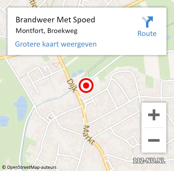 Locatie op kaart van de 112 melding: Brandweer Met Spoed Naar Montfort, Broekweg op 22 oktober 2022 17:05