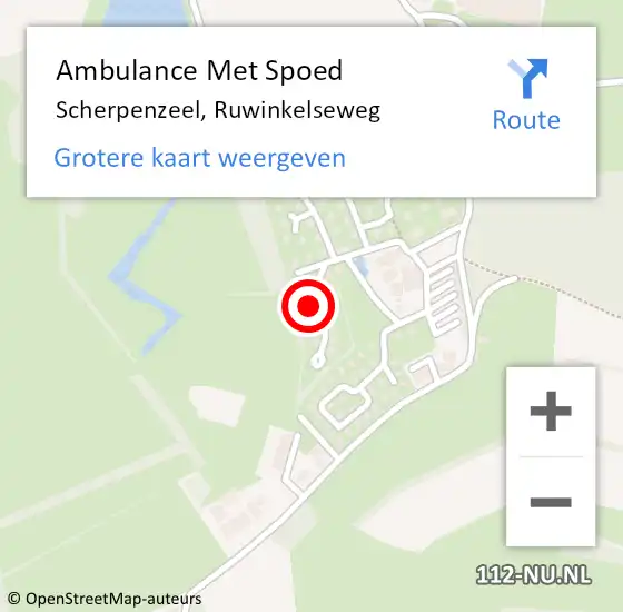 Locatie op kaart van de 112 melding: Ambulance Met Spoed Naar Scherpenzeel, Ruwinkelseweg op 22 oktober 2022 17:12