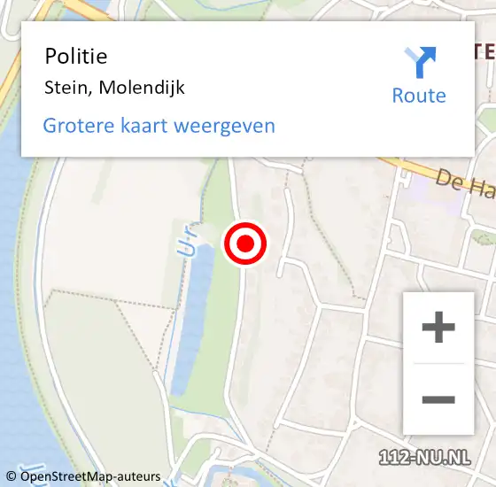 Locatie op kaart van de 112 melding: Politie Stein, Molendijk op 22 oktober 2022 17:14