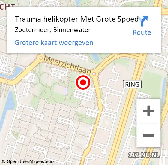 Locatie op kaart van de 112 melding: Trauma helikopter Met Grote Spoed Naar Zoetermeer, Binnenwater op 22 oktober 2022 17:38