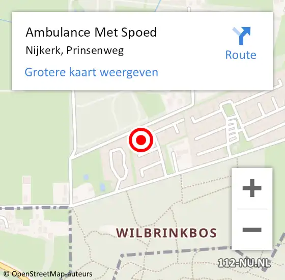 Locatie op kaart van de 112 melding: Ambulance Met Spoed Naar Nijkerk, Prinsenweg op 22 oktober 2022 17:42