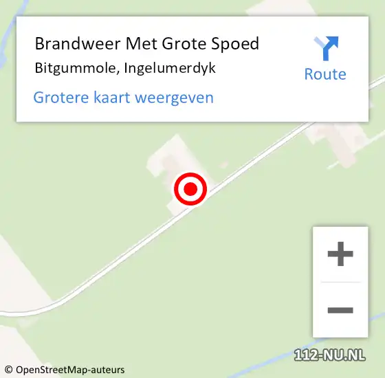 Locatie op kaart van de 112 melding: Brandweer Met Grote Spoed Naar Bitgummole, Ingelumerdyk op 22 oktober 2022 18:01