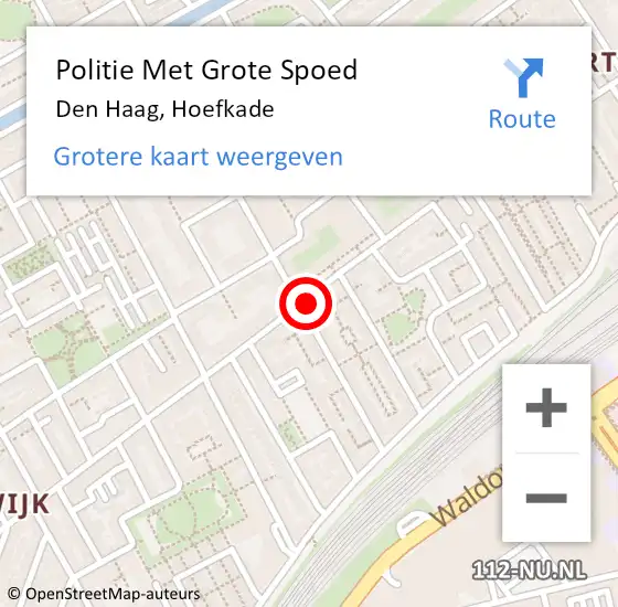 Locatie op kaart van de 112 melding: Politie Met Grote Spoed Naar Den Haag, Hoefkade op 22 oktober 2022 18:18