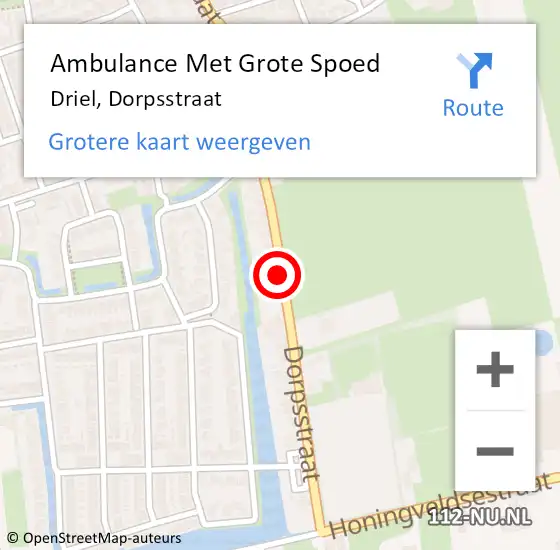 Locatie op kaart van de 112 melding: Ambulance Met Grote Spoed Naar Driel, Dorpsstraat op 22 oktober 2022 18:25