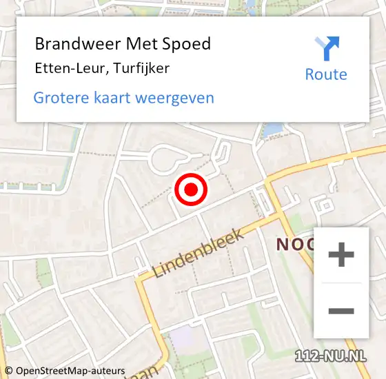 Locatie op kaart van de 112 melding: Brandweer Met Spoed Naar Etten-Leur, Turfijker op 22 oktober 2022 18:25