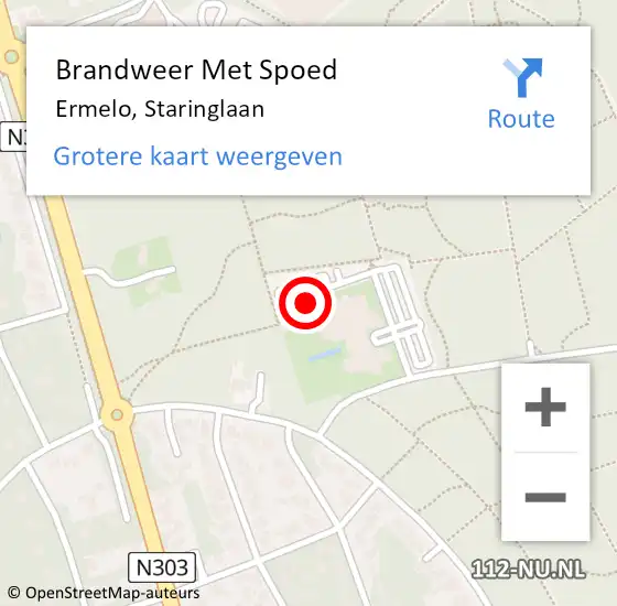 Locatie op kaart van de 112 melding: Brandweer Met Spoed Naar Ermelo, Staringlaan op 22 oktober 2022 18:31