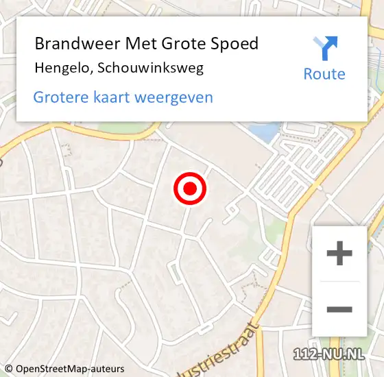 Locatie op kaart van de 112 melding: Brandweer Met Grote Spoed Naar Hengelo, Schouwinksweg op 22 oktober 2022 18:38