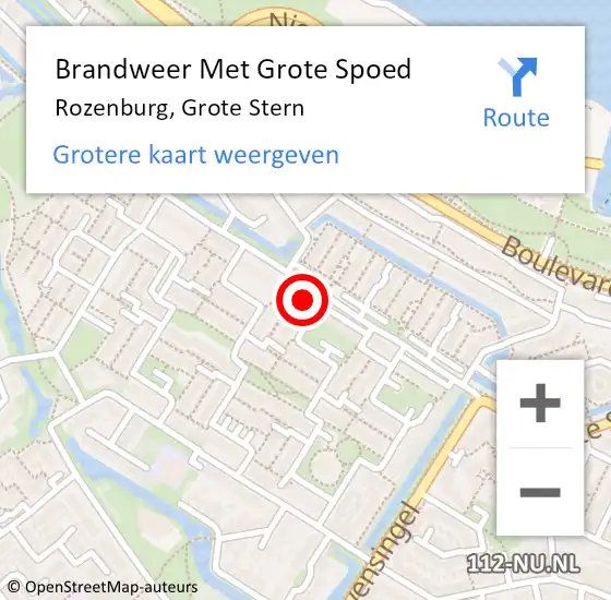 Locatie op kaart van de 112 melding: Brandweer Met Grote Spoed Naar Rozenburg, Grote Stern op 22 oktober 2022 18:57