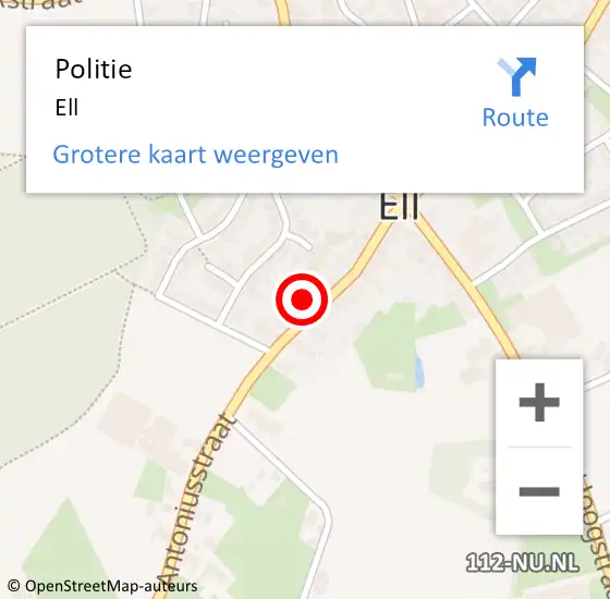 Locatie op kaart van de 112 melding: Politie Ell op 22 oktober 2022 19:17