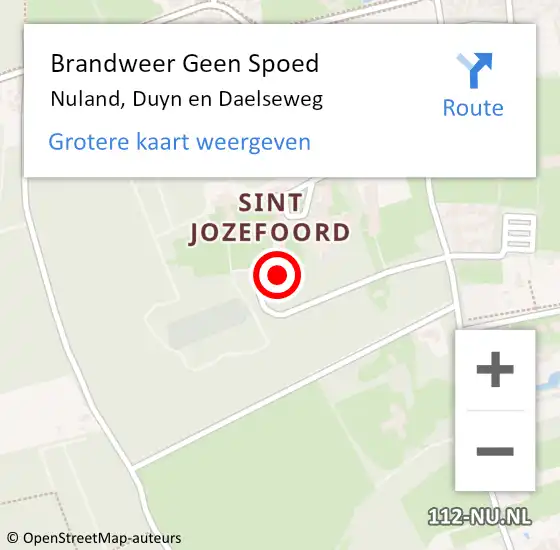Locatie op kaart van de 112 melding: Brandweer Geen Spoed Naar Nuland, Duyn en Daelseweg op 22 oktober 2022 19:35